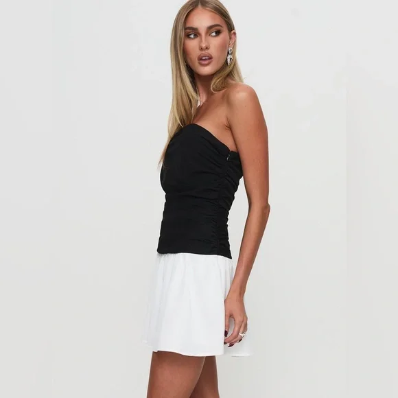 Princess Polly First Impressions Strapless Mini Dress Black / White - Picture 3 of 5